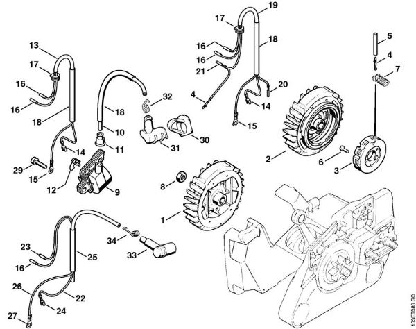 Zage z bencinskim motorjem (MS) 026 C Vžigalna naprava della Marca Stihl