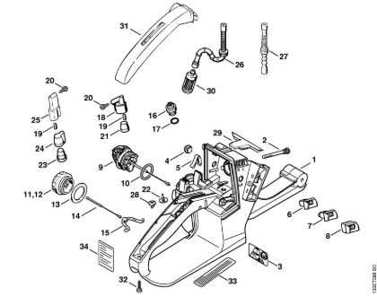 Zage z bencinskim motorjem (MS) 026 WVH Ohišje rezervoarja za gorivo della Marca Stihl