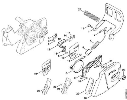 Zage z bencinskim motorjem (MS) 026 WVH Zavora verige della Marca Stihl