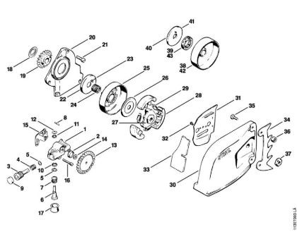 Zage z bencinskim motorjem (MS) 031 Oljna crpalka, sklopka, pokrov verižnika della Marca Stihl