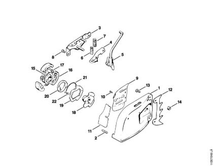 Zage z bencinskim motorjem (MS) 031 Pokrov verižnika, zavorna celjust, pogonski kolut della Marca Stihl