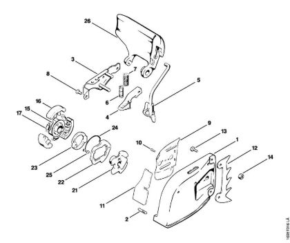 Zage z bencinskim motorjem (MS) 032 AV Zavora verige s prekinjalno sklopko della Marca Stihl