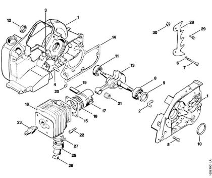Zage z bencinskim motorjem (MS) 032 AVQ Ohišje zaganjaca, valj della Marca Stihl