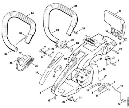 Zage z bencinskim motorjem (MS) 032 AVQ Okvir rocaja della Marca Stihl