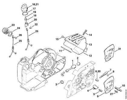 Zage z bencinskim motorjem (MS) 032 AVQ Sesalna glava, dušilec zvoka della Marca Stihl