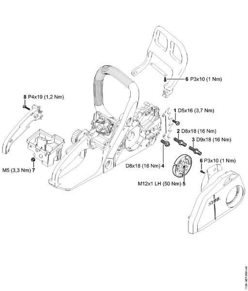 Zage z bencinskim motorjem (MS) MS 170 Pritezni momenti della Marca Stihl