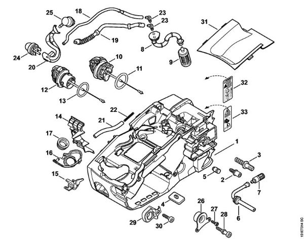 Zage z bencinskim motorjem (MS) MS 192 C-E Ohišje motorja della Marca Stihl