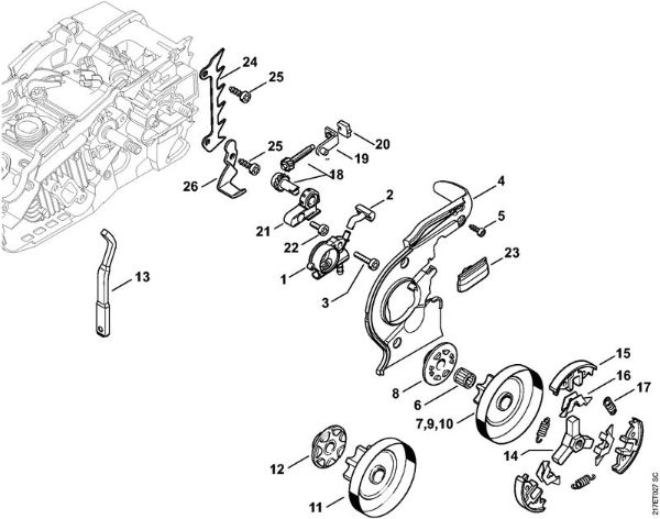 Zage z bencinskim motorjem (MS) MS 192 C-E Oljna crpalka, sklopka della Marca Stihl