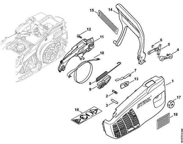 Zage z bencinskim motorjem (MS) MS 192 C-E Pokrov verižnika della Marca Stihl