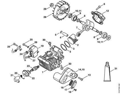 Zage z bencinskim motorjem (MS) MS 192 C-E Valj z batom, vžigalna naprava della Marca Stihl
