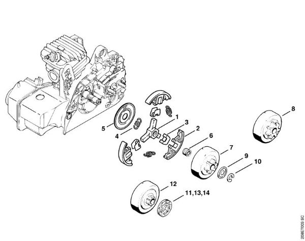 Zage z bencinskim motorjem (MS) MS 210 C-BE Sklopka della Marca Stihl