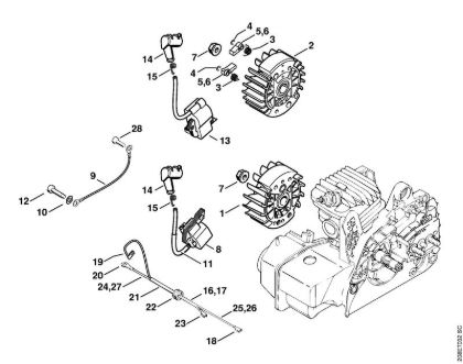 Zage z bencinskim motorjem (MS) MS 250 Vžigalna naprava della Marca Stihl