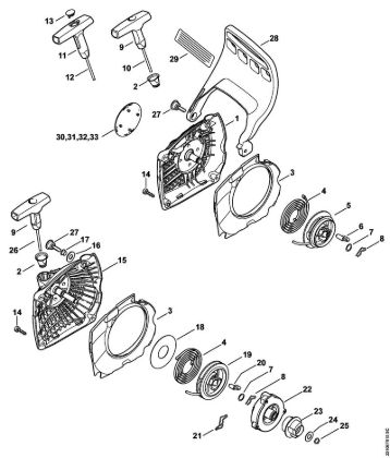 Zage z bencinskim motorjem (MS) MS 251 C-BE Zagonska naprava, šcitnik za roke della Marca Stihl