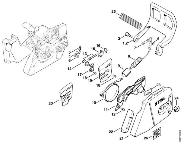 Zage z bencinskim motorjem (MS) MS 260 C-B Zavora verige della Marca Stihl
