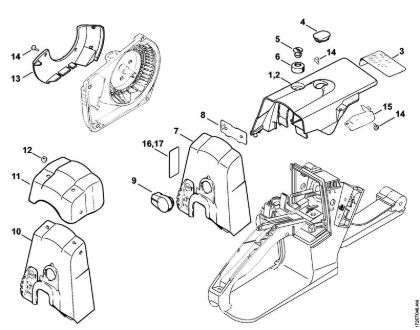 Zage z bencinskim motorjem (MS) MS 260-D Pokrov, pokrov prostora za uplinjac della Marca Stihl