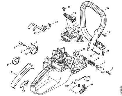 Zage z bencinskim motorjem (MS) MS 341 AV-sistem, rocica za plin della Marca Stihl