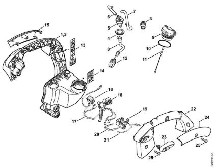 Pihalniki (BG, BR) BG 66 C-E D Okvir rocaja BG 66 C della Marca Stihl