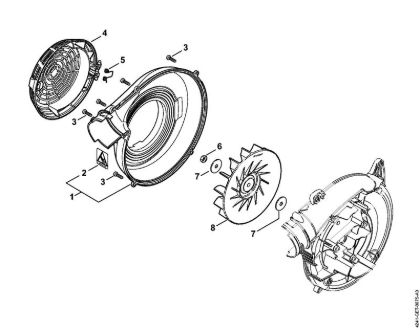 Pihalniki (BG, BR) BG 86 Ohišje puhalnika zunanje, rotor ventilatorja della Marca Stihl