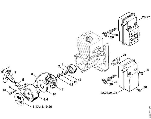 Pihalniki (BG, BR) BR 420 C Zagonska naprava, dušilec zvoka della Marca Stihl