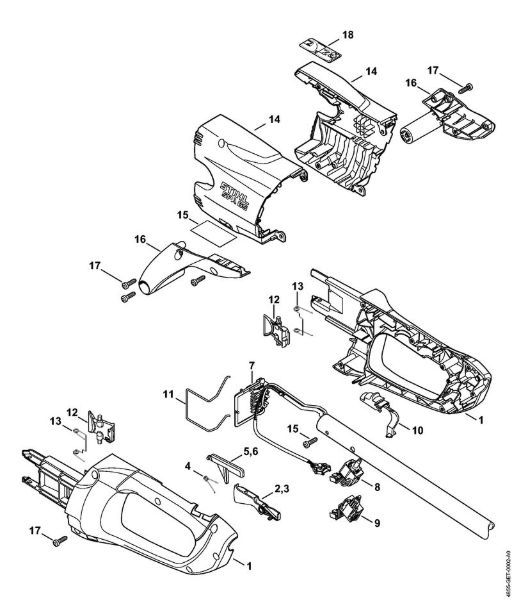 Akumulatorske posebne naprave (SPA) SPA 65 Ohišje rocaja, pokrov della Marca Stihl