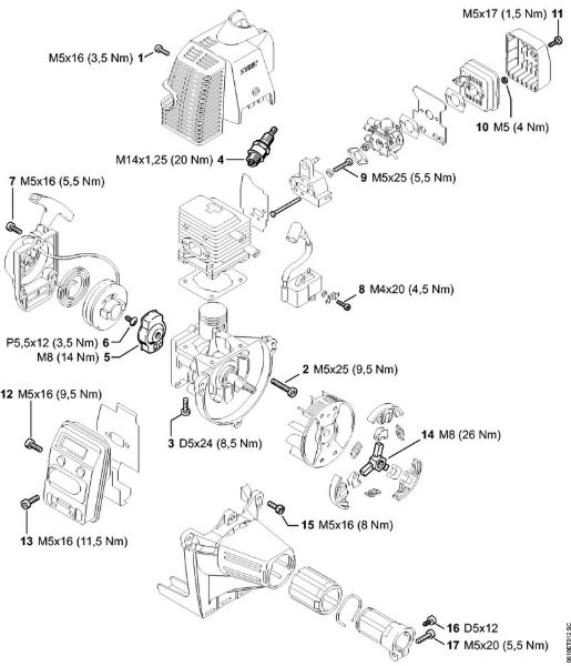 Posebne naprave (PC, SP, MC) PC 70 Pritezni momenti della Marca Stihl