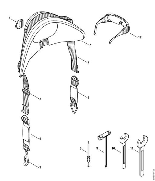 Posebne naprave (PC, SP, MC) SP 481 Nosilni pas, orodja, posebni pribor della Marca Stihl