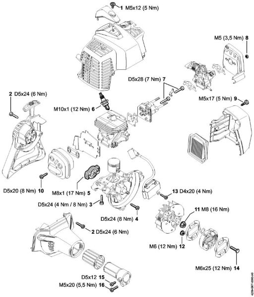 Posebne naprave (PC, SP, MC) SP 92 TC-E Pritezni momenti della Marca Stihl