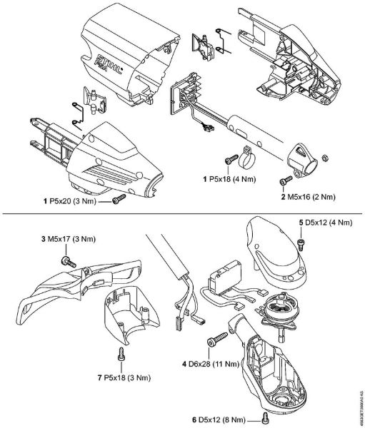 Akumulatorska motorna kosa (FSA) FSA 90 R Pritezni momenti della Marca Stihl