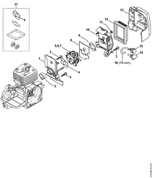 Motorne kose (FS) FS 120 Ohišje uplinjaca, zracni filter della Marca Stihl