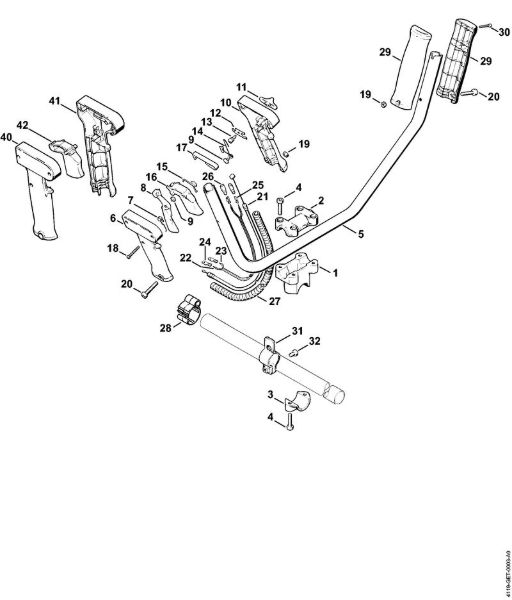 Motorne kose (FS) FS 180 Dvojna rocajna cev, upravljalni rocaj   3 50 609 047 (25.2001) della Marca Stihl
