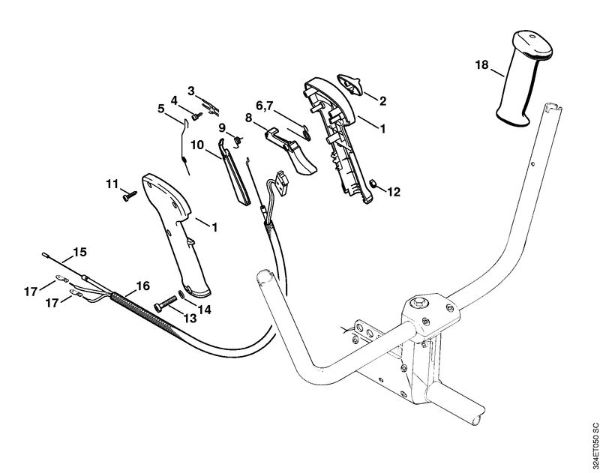 Motorne kose (FS) FS 220 Upravljalni rocaj della Marca Stihl