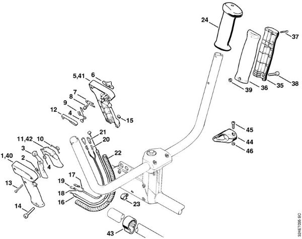 Motorne kose (FS) FS 220 Upravljalni rocaj   3 54 341 645 (20.2002) della Marca Stihl