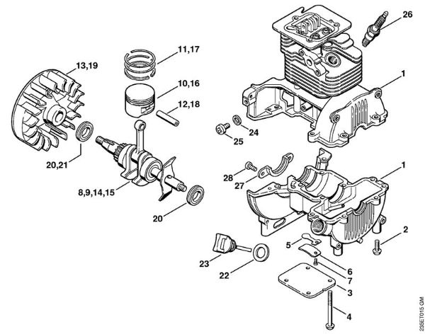 Motorne kose (FS) FS 25-4 Ohišje zaganjaca della Marca Stihl