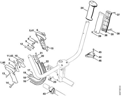 Motorne kose (FS) FS 280 K Upravljalni rocaj   3 54 341 645 (20.2002) della Marca Stihl