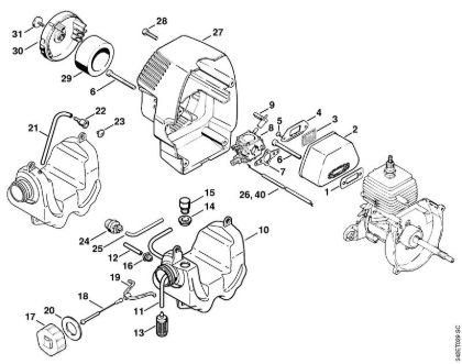 Motorne kose (FS) FS 40 - 4130 Dušilec zvoka, pokrov della Marca Stihl