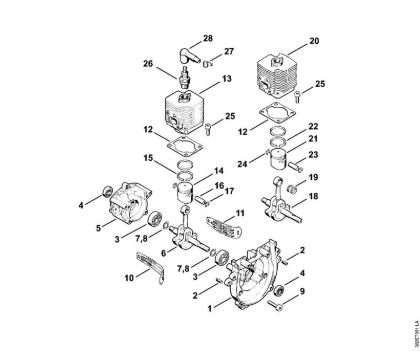 Motorne kose (FS) FS 56 (4125) Ohišje zaganjaca, valj della Marca Stihl