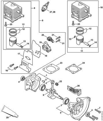 Motorne kose (FS) FS 80 Ohišje zaganjaca, valj della Marca Stihl