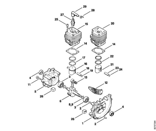 Motorne kose (FS) FS 81 Ohišje zaganjaca, valj della Marca Stihl