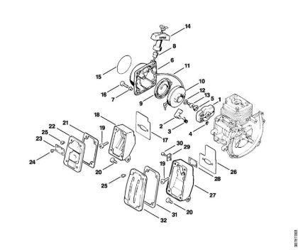 Motorne kose (FS) FS 86 Zagonska naprava, dušilec zvoka della Marca Stihl