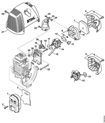 Motorne kose (FS) FS 87 Dušilec zvoka, zracni filter della Marca Stihl
