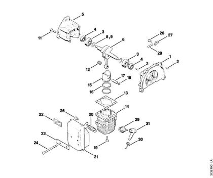 Motorne kose (FS) FS 90 - 4117 Ohišje zaganjaca, valj della Marca Stihl