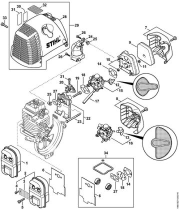 Motorne kose (FS) FS 90 - 4180 Dušilec zvoka, zracni filter della Marca Stihl