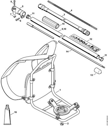 Motorne kose, ki se nosijo na hrbtu (FR) FR 230 Nosilni okvir, rocaj della Marca Stihl