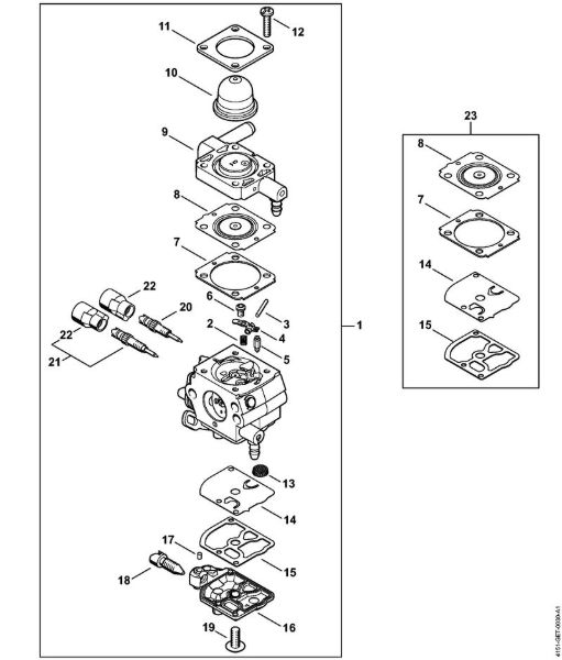 Motorne kose, ki se nosijo na hrbtu (FR) FR 235 Uplinjac 4151/02 della Marca Stihl