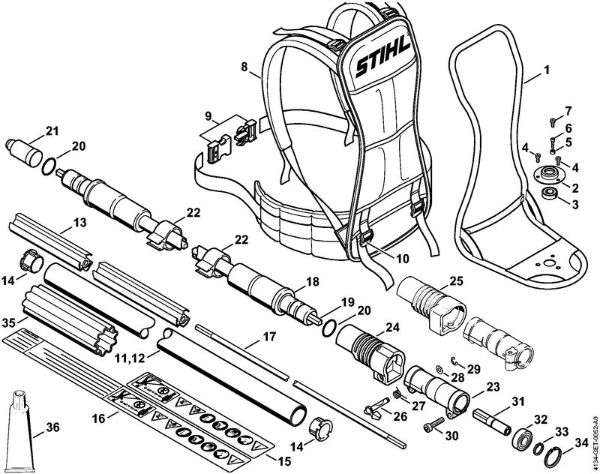 Motorne kose, ki se nosijo na hrbtu (FR) FR 450 Nosilni okvir, rocaj della Marca Stihl