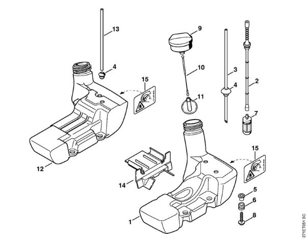 Motorne kose, ki se nosijo na hrbtu (FR) FR 450 Rezervoar za gorivo della Marca Stihl