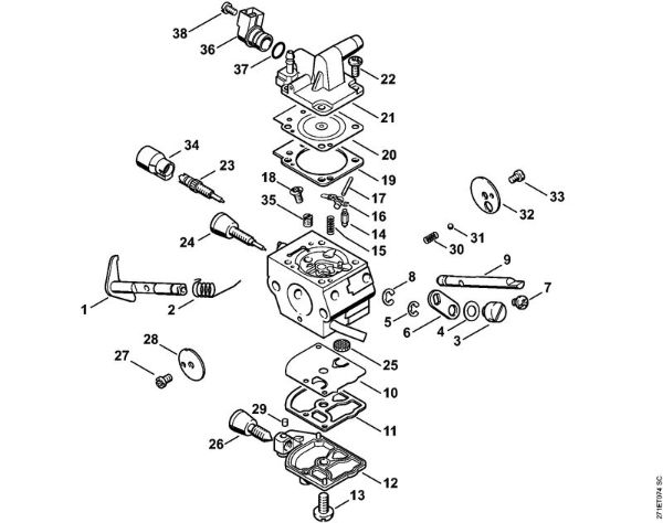 Motorne kose, ki se nosijo na hrbtu (FR) FR 480 C-F (4128) Uplinjac C1Q-S159 FR 480 C della Marca Stihl