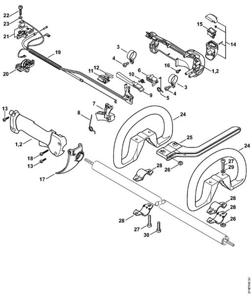 Motorne kose, ki se nosijo na hrbtu (FR) FR 480 C-F (4128) Upravljalni rocaj FR 480 C della Marca Stihl