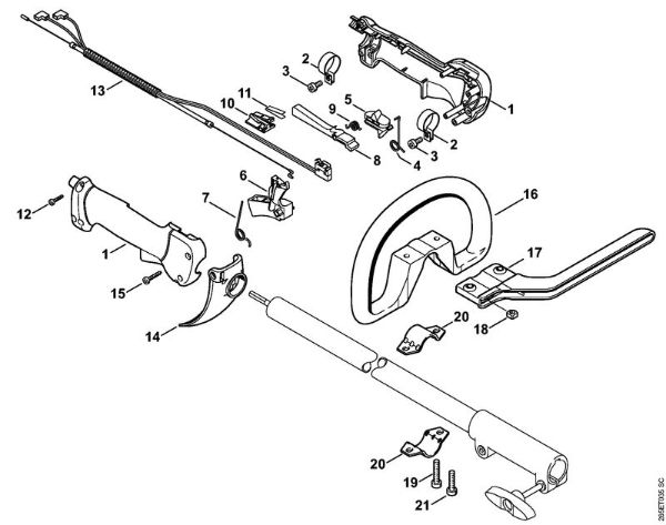 Motorne kose, ki se nosijo na hrbtu (FR) FR 85 T Upravljalni rocaj della Marca Stihl