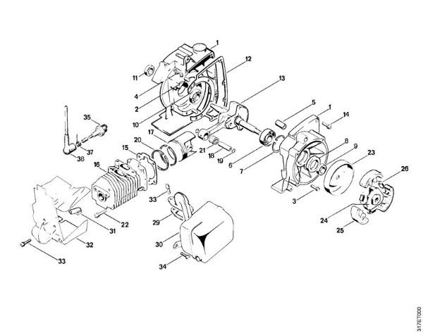 Obrezovalnik (FS) FS 410 (4110) Ohišje zaganjaca, valj, sklopka della Marca Stihl